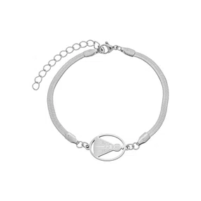 Pulseira com Entremeio de Nossa Senhora Aparecida em Inox Prata