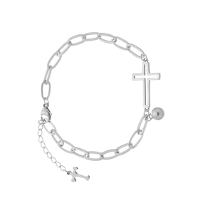 Pulseira com Medalha de Crucifixo Vazado - Inox - Importada