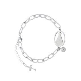 Pulseira com Medalha Vazada de Nossa Senhora Aparecida - Inox - Importada