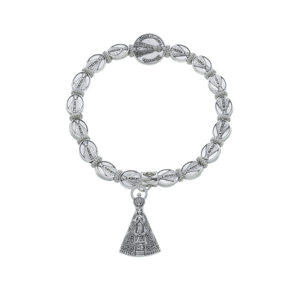 Pulseira com Medalhas e Pingente de Nossa Senhora Aparecida em Metal