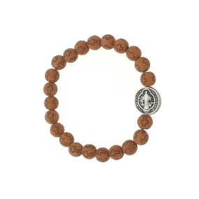 Pulseira da Medalha de São Bento com Contas Cruz Marrom - 3un