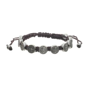 Pulseira da Medalha de São Bento com Cordão Regulável - Prata