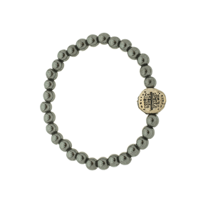 Kit Pulseira Das Duas Cruzes com Elástico e Conta Hematita - 2Un