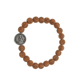 Pulseira de Nossa Senhora Aparecida com Contas Cruz Marrom - 3Un