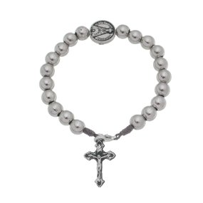 Pulseira de Nossa Senhora Aparecida com Crucifixo e Contas Pratas - 3Un