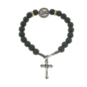 Pulseira de Nossa Senhora Aparecida com Contas Pretas e Strass - 3Un