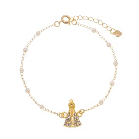 Pulseira Nossa Senhora Aparecida Folheada com Pérolas