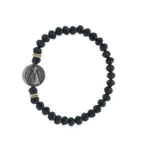 Kit Pulseira de Nossa Senhora Aparecida Preta com Strass - 3Un