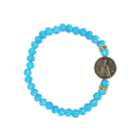 Kit Pulseira de Nossa Senhroa Aparecida Azul com Detalhes em Strass - 3Un