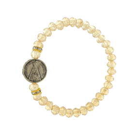Kit Pulseira de Nossa Senhora Aparecida com Contas Caramelo e Strass - 3Un