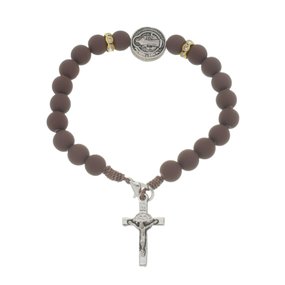 Pulseira de São Bento com Detalhe em Strass Marrom - 3un