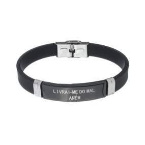 Pulseira de Silicone - Livrai-me do Mal - Preta