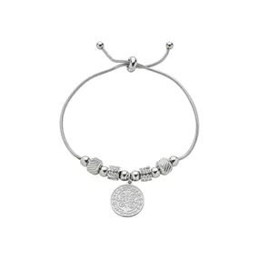 Pulseira em Inox com Berloques e Pingente da Medalha de São Bento