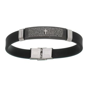 Pulseira com Oração do Pai Nosso - Preta