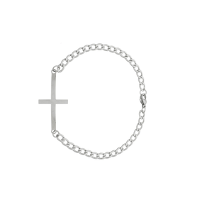 Pulseira Masculina com Pingente de Cruz em Inox - Prata