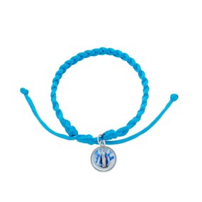 Pulseira de Nossa Senhora Das Graças Trançada Azul Claro - 3Un