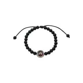 Pulseira Regulável Resinada Santa Teresinha Pérola Preta 6mm