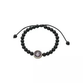 Pulseira Regulável Resinada São Bento Pérola Preta 6mm