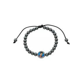 Pulseira Regulável Resinada São Carlo Acutis Hematita 6mm