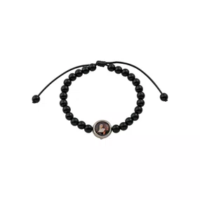 Pulseira Regulável Resinada São Rita Pérola Preta 6mm