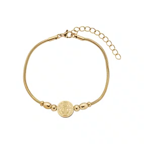 Pulseira São Bento Berloques em Inox Dourada
