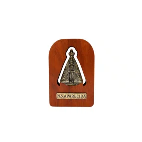Quadro de Mesa Nossa Senhora Aparecida em Madeira Demolição