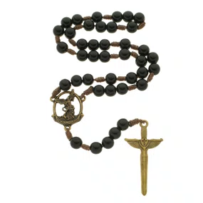 Rosário de São Miguel Arcanjo com Espada e Medalha Vazada - Preto