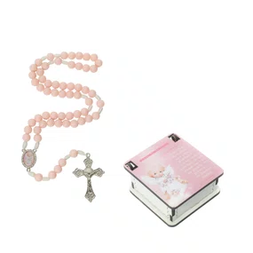 Terço Anjo da Guarda com porta terço em MDF - rosa