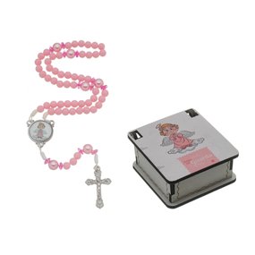 Terço do Anjo da Guarda com Caixinha Personalizada - Rosa