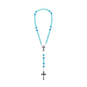 Kit Terço da Primeira Comunhão com Cálice e Contas Pérola Azul Claro - 2Un