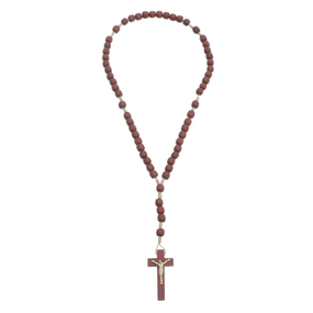 Terço com Contas, Entremeios e Crucifixo em Madeira Pau-Brasil