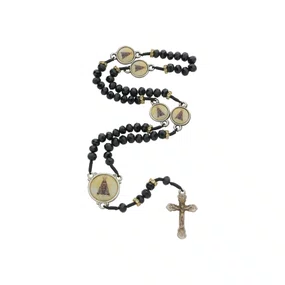 Terço com Entremeio de Nossa Senhora Aparecida - Cristal Preto
