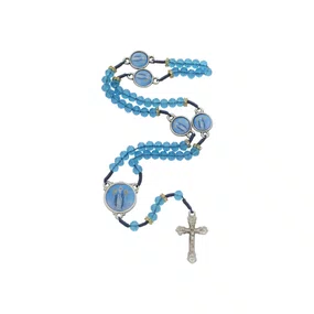 Terço com Entremeio de Nossa Senhora das Graças - Cristal Azul