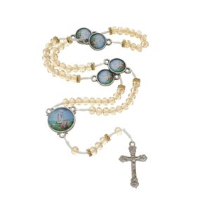 Terço com Entremeio de Nossa Senhora de Fátima - Cristal Caramelo