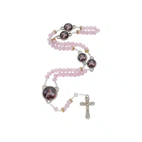 Terço com Entremeio de Santa Teresinha do Menino Jesus - Cristal Rosa