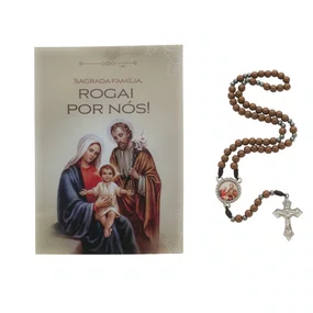 Terço com Folheto da Sagrada Família - Marrom