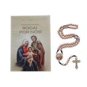 Terço com Folheto da Sagrada Família - Rose Gold