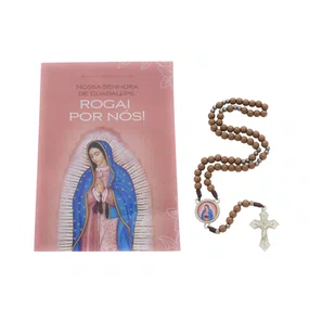 Terço com Folheto de Nossa Senhora de Guadalupe - Marrom