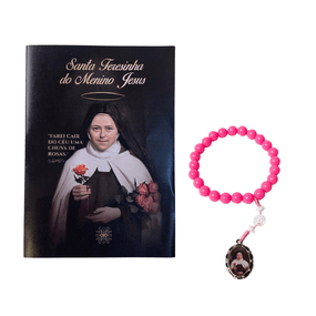 Terço com Folheto de Santa Teresinha do Menino Jesus - Pérola Rosa