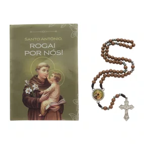 Terço com Folheto de Santo Antônio de Pádua - Marrom