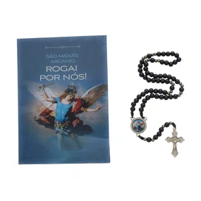 Terço com Folheto de São Miguel Arcanjo - Preto