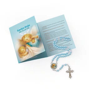Terço com Folheto do Anjo da Guarda - Pérola Azul