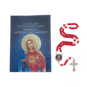 Terço com Folheto do Imaculado Coração de Maria - Vermelho