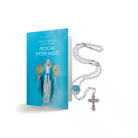 Terço com Folheto Nossa Senhora Das Graças - Branca 6mm