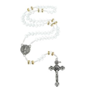 Kit Terço da Medalha de São Bento com Detalhes em Strass Cristal Translúcido - 2Un