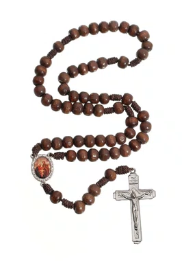 Terço da Sagrada Família de Madeira - Marrom Escuro