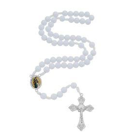 Terço de Maria passa na Frente - branco 8mm