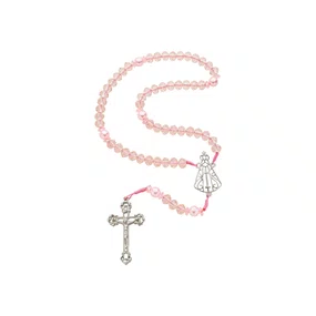 Terço de Nossa Senhora Aparecida com Contas Rosas Translúcidas - 2Un