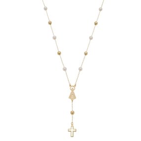 Terço de Pescoço com Medalha de Nossa Senhora Aparecida - Folheado