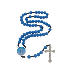Terço de Nossa Senhora das Graças com Contas Aveludadas - Azul Claro